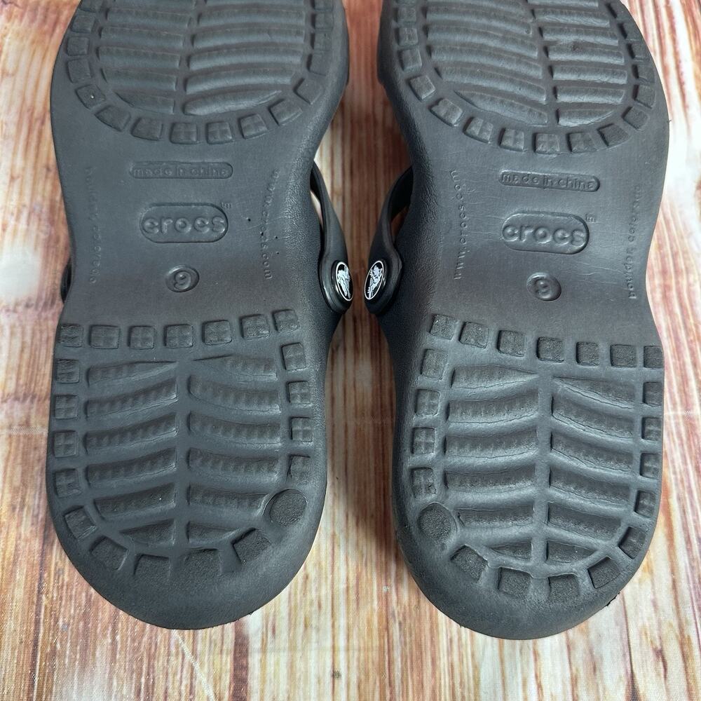 Crocs CLEO Size 9 Black Double Two Strap Sandals Slides Flats Open Toe Shoes - Picture 10 of 11